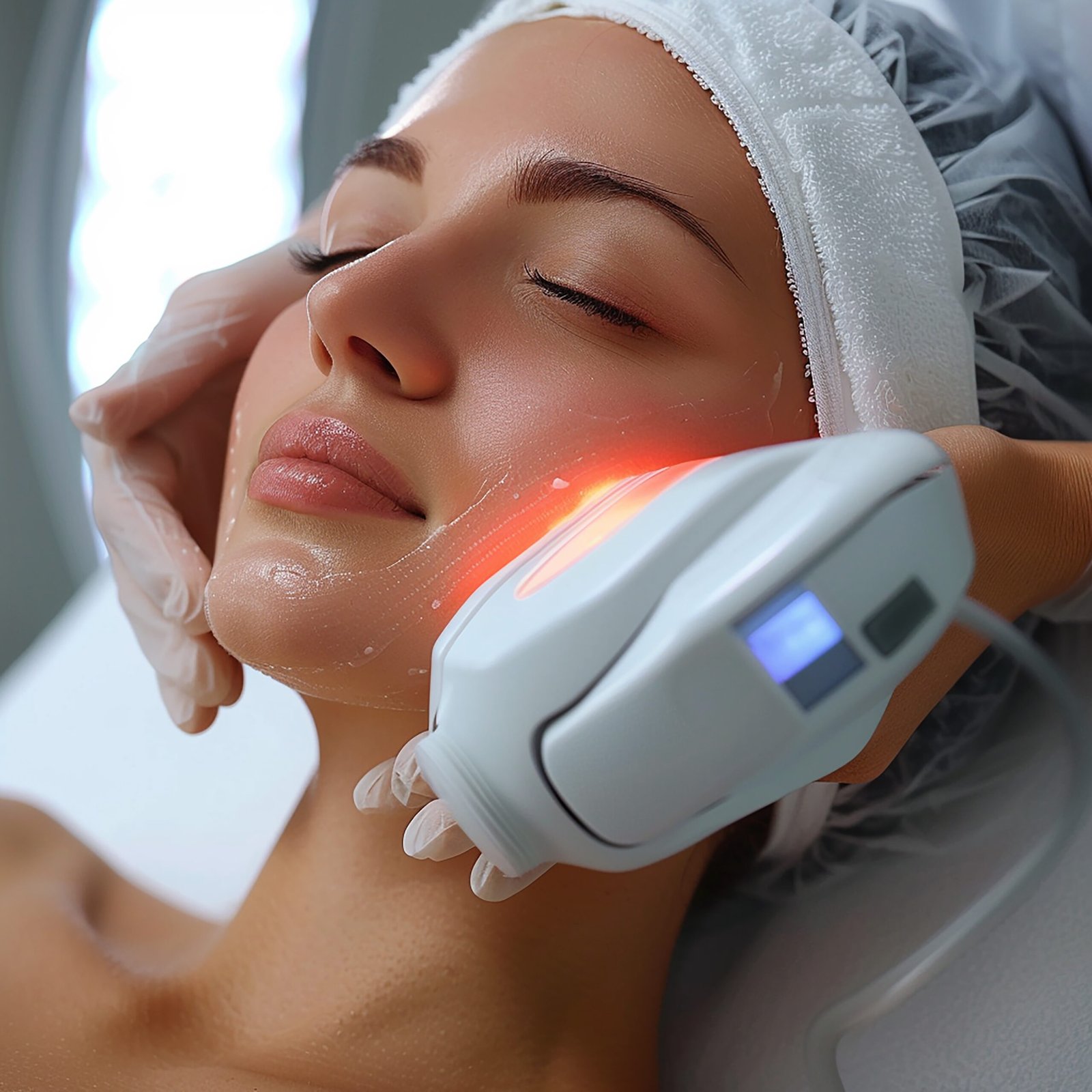 woman-with-light-her-face-is-being-applied-her-face
